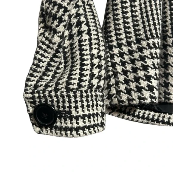 Nick & Mo Black White Houndstooth Peacoat Jacket Women's Medium Double Breasted - Picture 12 of 16